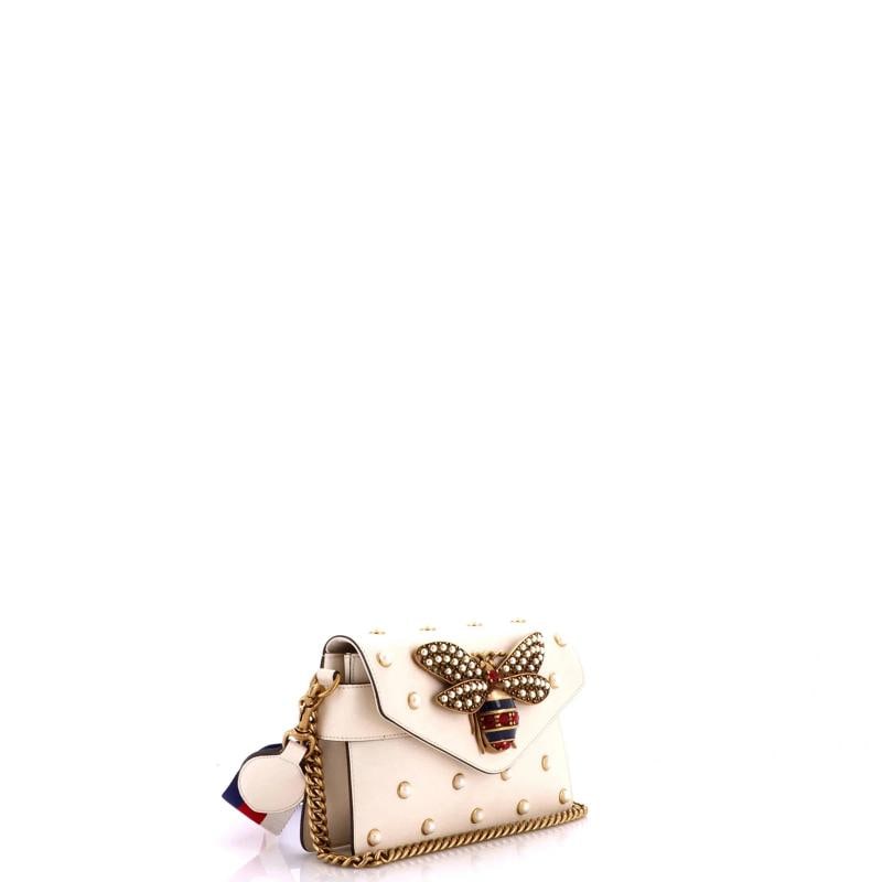 Gucci Broadway Pearly Bee Shoulder Bag Embellished Leather Mini - 2