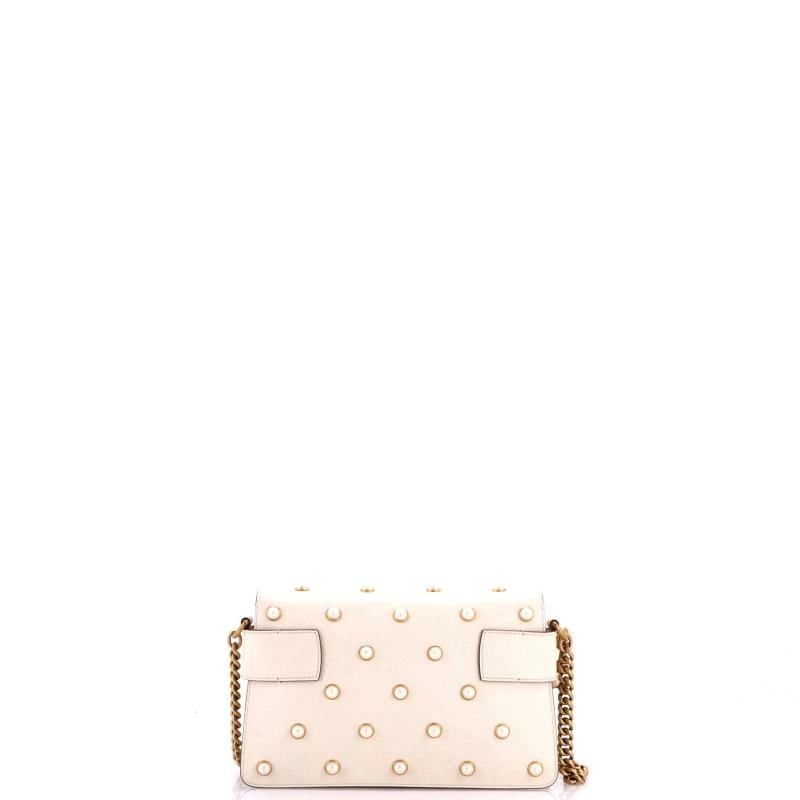 Gucci Broadway Pearly Bee Shoulder Bag Embellished Leather Mini - 3