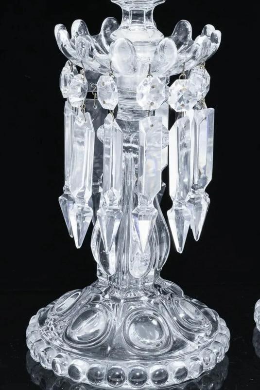 Baccarat Crystal Large Mƒ©daillon Candle Holders With Hurricanes Set Of Two - 10