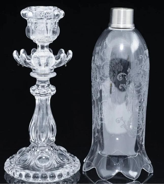 Baccarat Crystal Large Mƒ©daillon Candle Holders With Hurricanes Set Of Two - 13