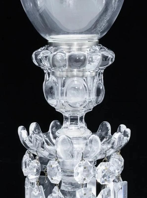 Baccarat Crystal Large Mƒ©daillon Candle Holders With Hurricanes Set Of Two - 9