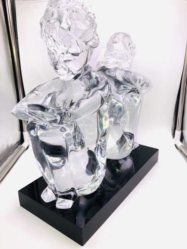 MURANO ITALIAN ART GLASS BY LOREDANO ROSIN SIGNED BOY/ GIRL SCULPTURE - 8