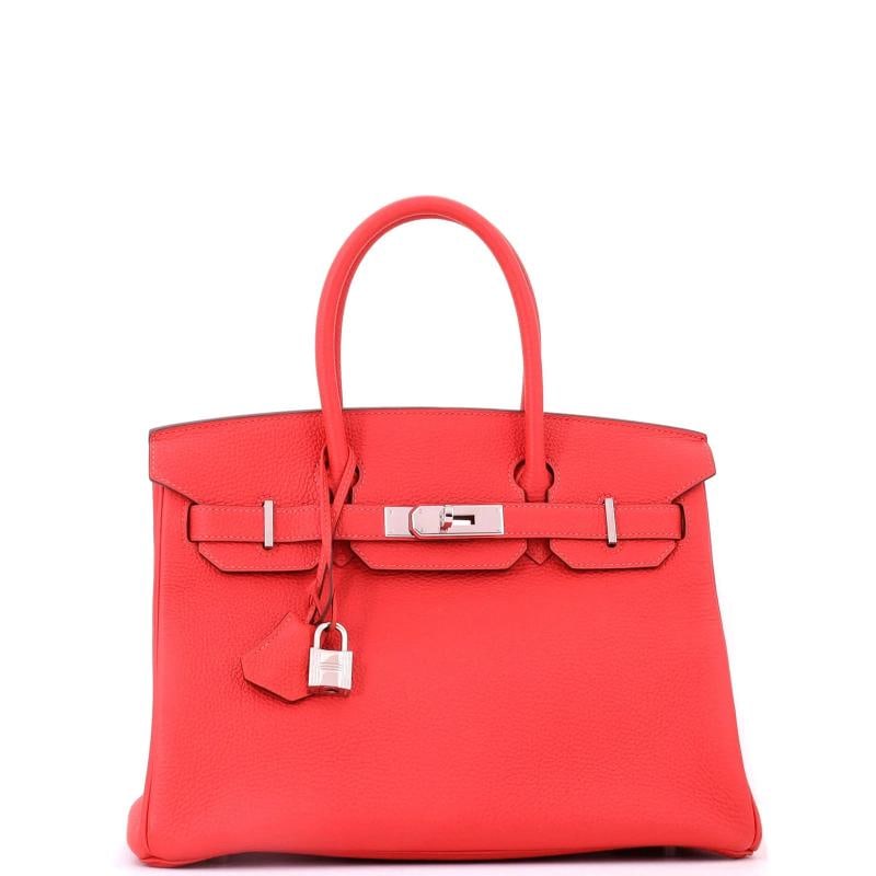 Hermes Birkin Handbag Red Togo with Palladium Hardware 30 - 2