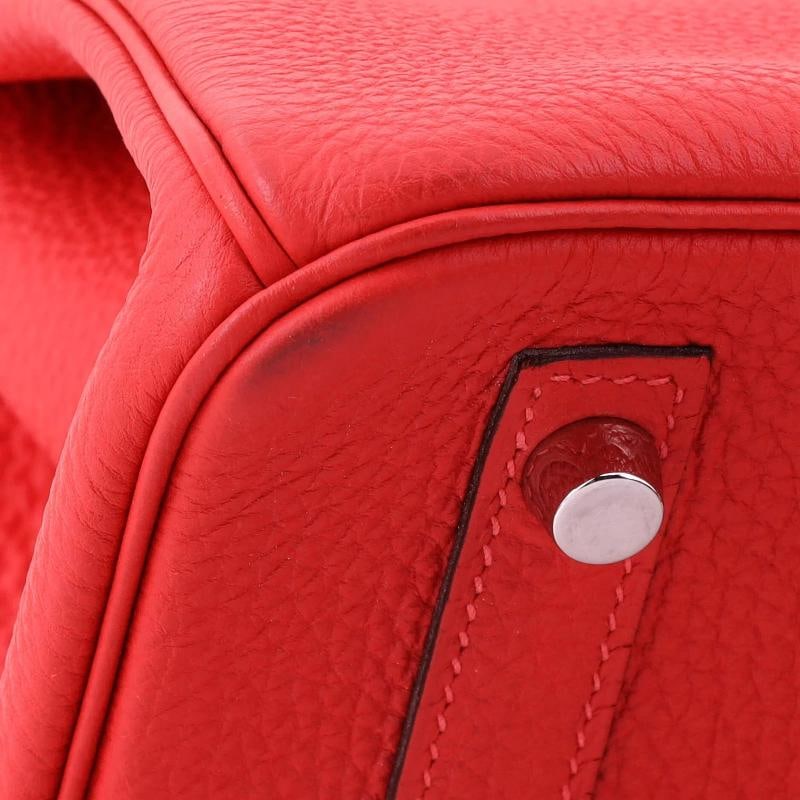 Hermes Birkin Handbag Red Togo with Palladium Hardware 30 - 8