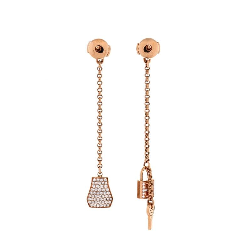 Hermes Kelly Clochette Drop Earrings 18K Rose Gold and Diamonds - 2