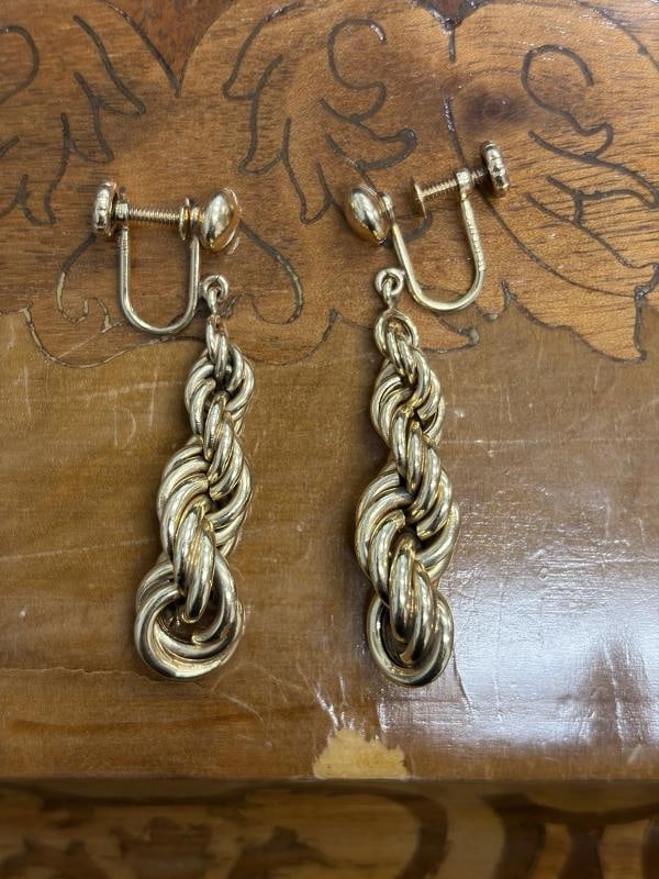 CARTIER RETRO 1950s 14k Yellow Gold Woven Screw Back Earrings - 3