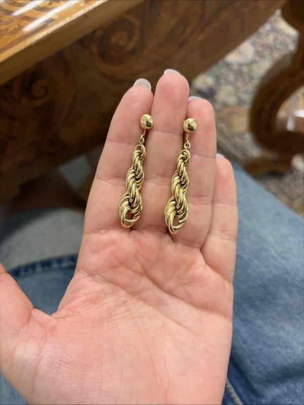 CARTIER RETRO 1950s 14k Yellow Gold Woven Screw Back Earrings - 6