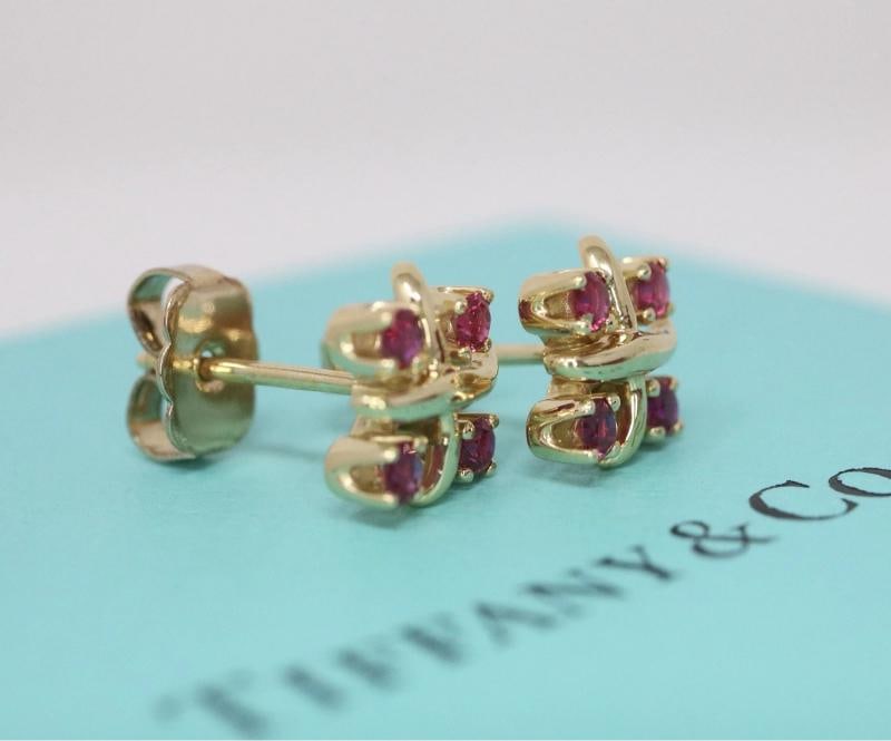 Tiffany & Co Schlumberger Lynn Ruby Earrings In 18k Yellow Gold .30ct - 2