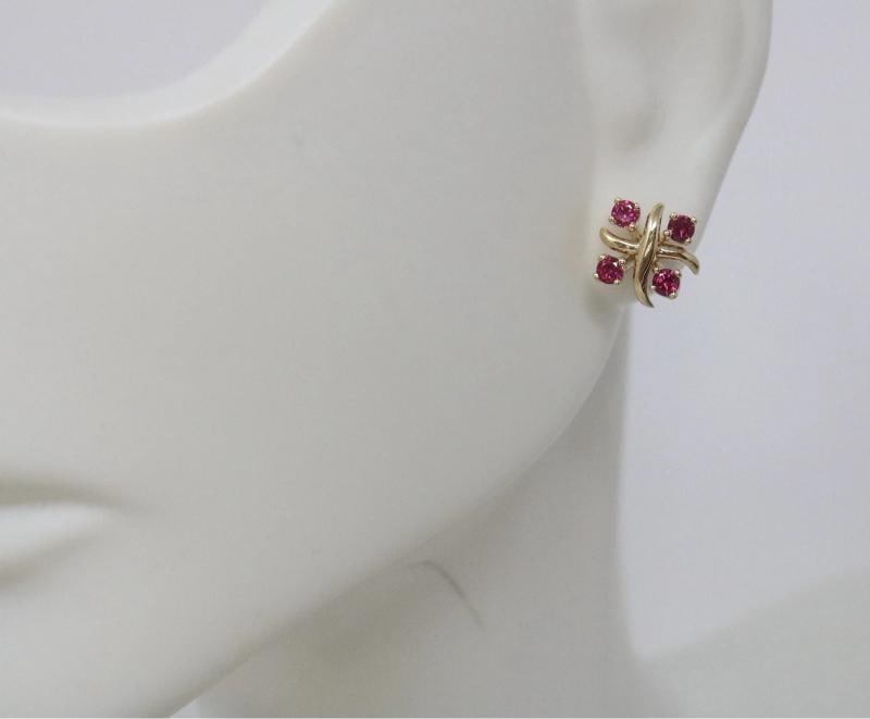 Tiffany & Co Schlumberger Lynn Ruby Earrings In 18k Yellow Gold .30ct - 3