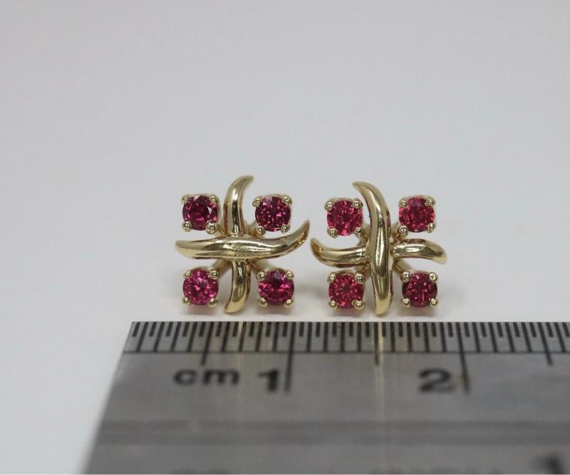 Tiffany & Co Schlumberger Lynn Ruby Earrings In 18k Yellow Gold .30ct - 4