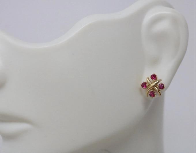 Tiffany & Co Schlumberger Lynn Ruby Earrings In 18k Yellow Gold .30ct - 5