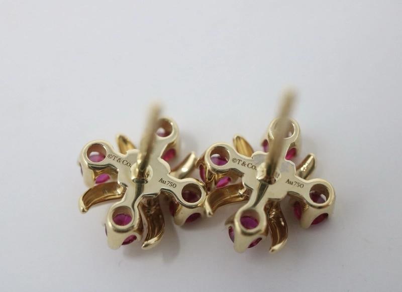Tiffany & Co Schlumberger Lynn Ruby Earrings In 18k Yellow Gold .30ct - 6