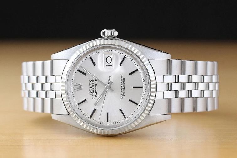 ROLEX MENS DATEJUST SILVER 18K WHITE GOLD STAINLESS STEEL WATCH w/ FOLDED BAND - 3