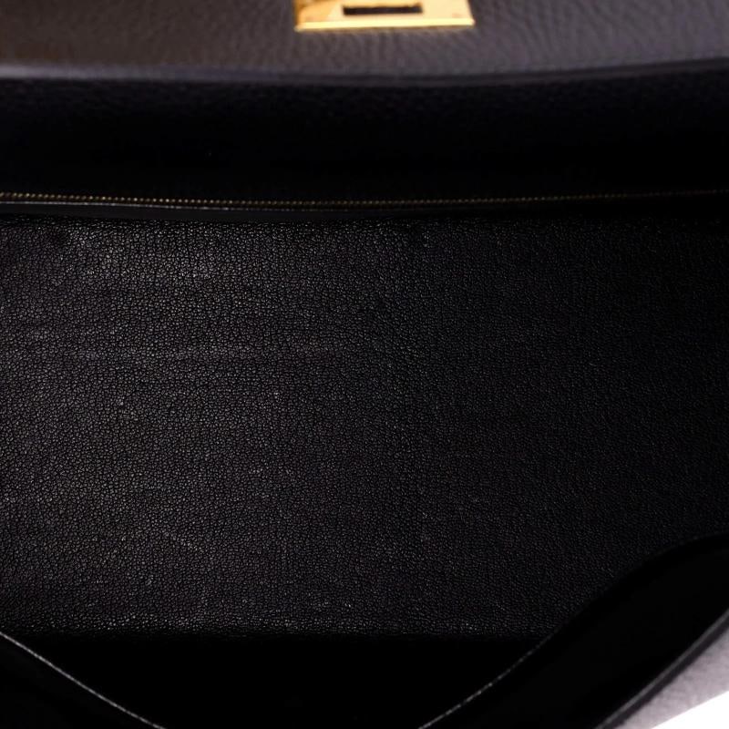 Hermes Kelly Handbag Noir Ardennes with Gold Hardware 35 - 6