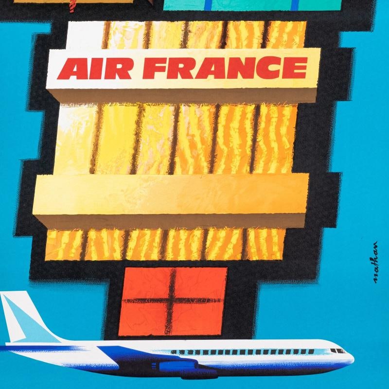 Original Air France Poster, Nathan, Boeing 707, Aviation, Mid Century, 1962 - 2
