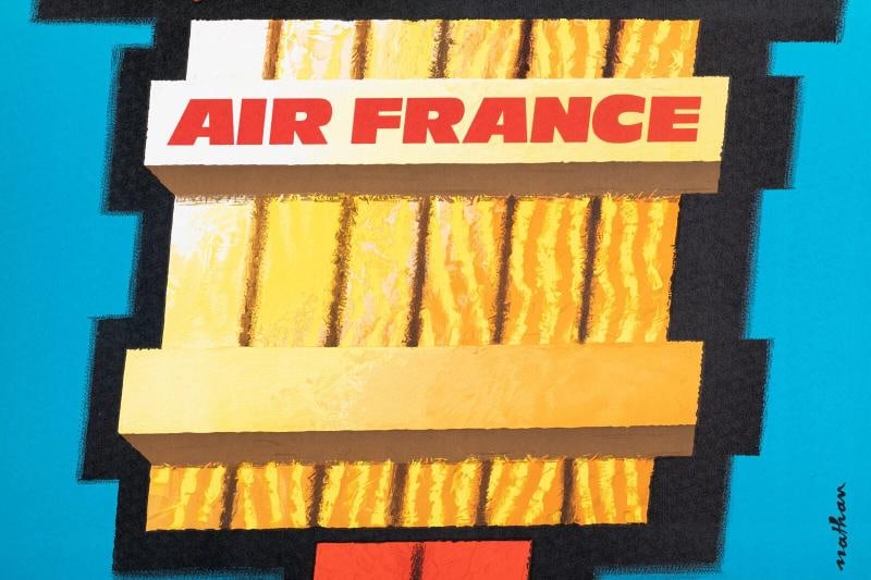 Original Air France Poster, Nathan, Boeing 707, Aviation, Mid Century, 1962 - 4