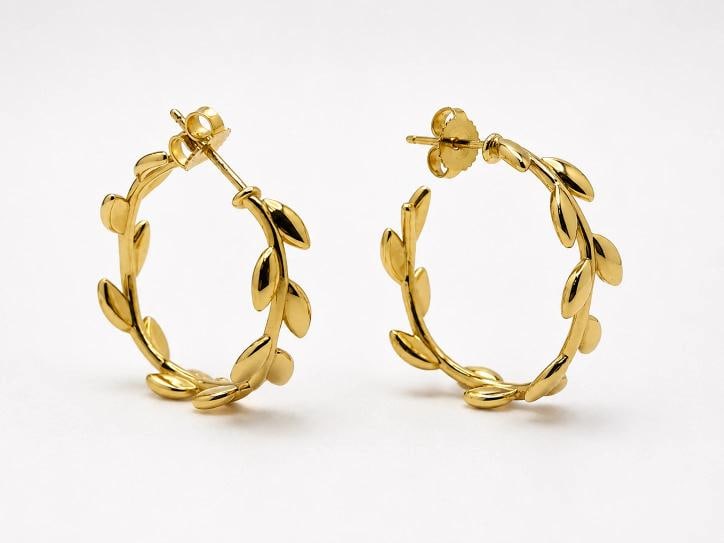 Tiffany & Co. Paloma Picasso Olive Leaf Hoop Earrings 18K Yellow Gold - 3
