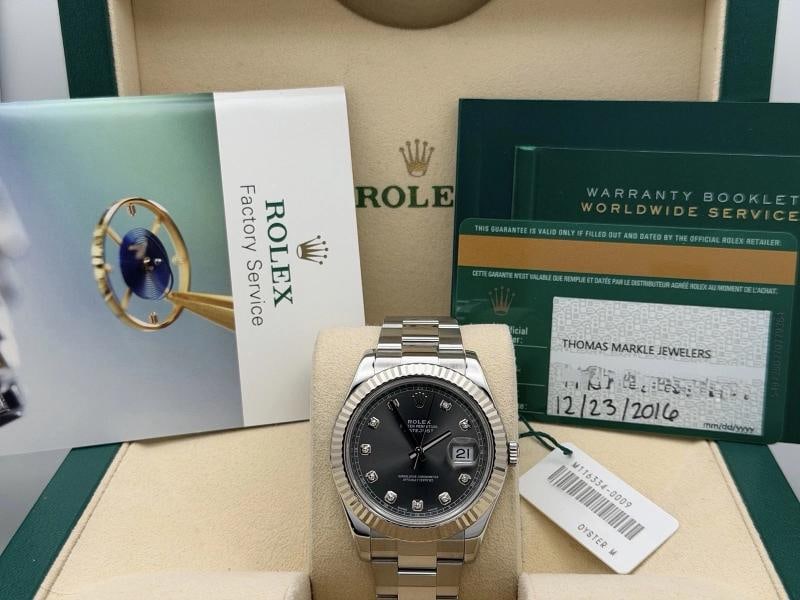 Rolex Datejust II 116334 41mm Rhodium Diamond Dial Stainless Steel Box Paper - 2