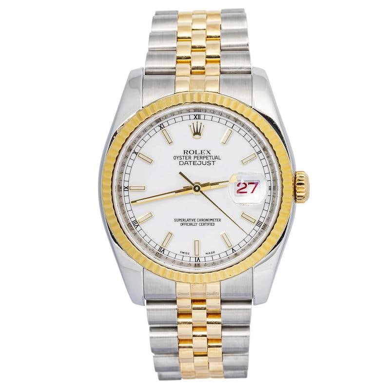 Rolex Datejust 116233 Jubilee 18K Yellow Gold Two Tone White Dial Automatic 36mm (1 of 6)