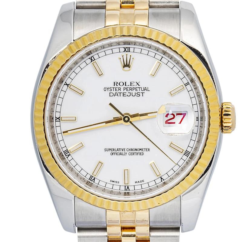 Rolex Datejust 116233 Jubilee 18K Yellow Gold Two Tone White Dial Automatic 36mm - 2