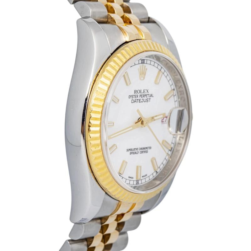 Rolex Datejust 116233 Jubilee 18K Yellow Gold Two Tone White Dial Automatic 36mm - 4