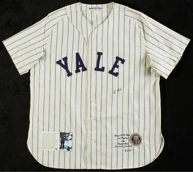 President George H.W. Bush Signed Yale Baseball Jersey With Beckett COA: Industry: Presidential,Signed: Yes,President: George H.W. Bush,Autograph Authentication: Beckett,Country of Origin: United States