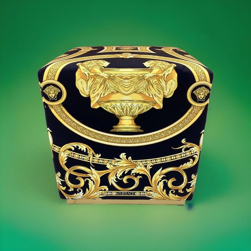 One Custom Made Versace Ottoman 19¢‚¬?cube Ottoman With Lion And Urn Velvet - 10