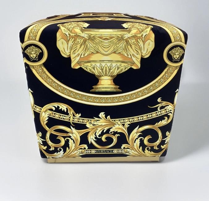 One Custom Made Versace Ottoman 19¢‚¬?cube Ottoman With Lion And Urn Velvet - 7
