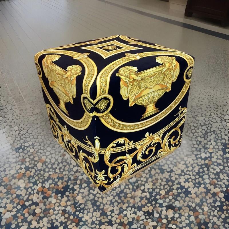 One Custom Made Versace Ottoman 19¢‚¬?cube Ottoman With Lion And Urn Velvet - 8