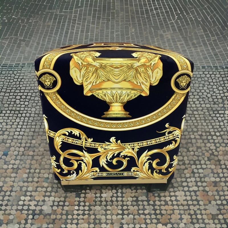 One Custom Made Versace Ottoman 19¢‚¬?cube Ottoman With Lion And Urn Velvet - 9