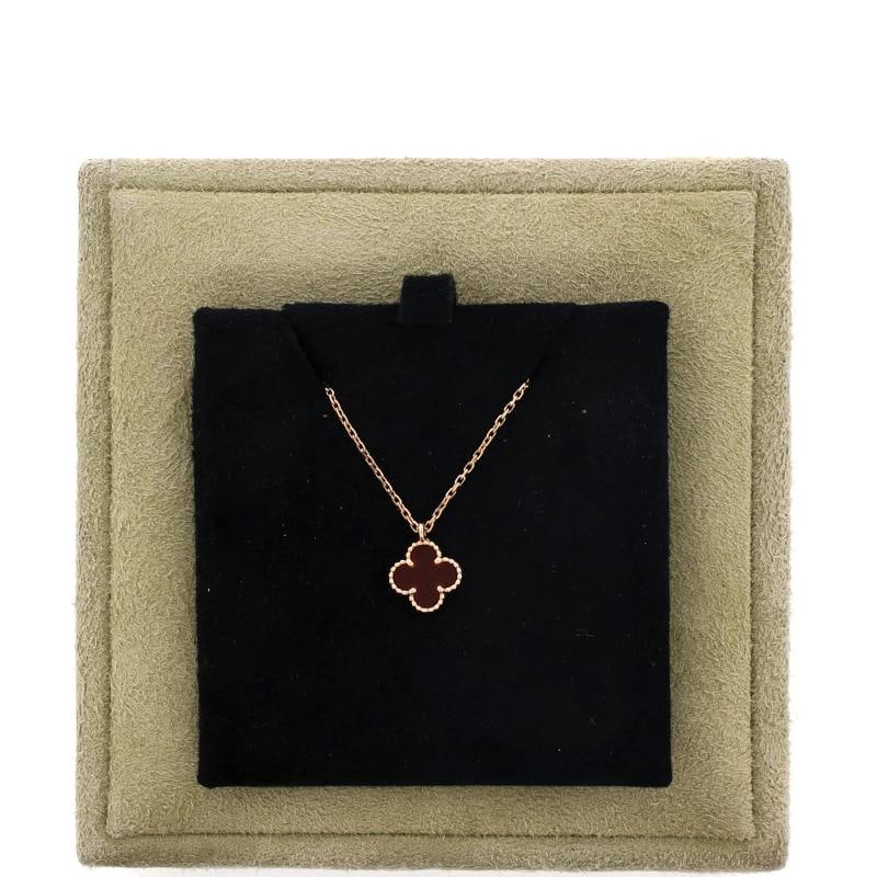 Van Cleef & Arpels Sweet Alhambra Pendant Necklace 18K Rose Gold and Carnelian - 2