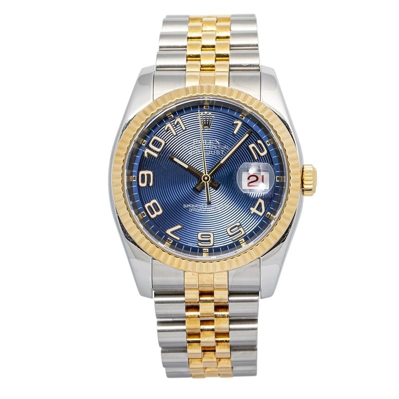 Rolex Datejust 116233 Jubilee 18K YG Two Tone Blue Dial Automatic 36mm: Case Size 36mm Wrist Fit 6.5 Inches Box No Papers No Condition ¢‚¬€ Excellent Full Specifications SKU Rolex#4113 Brand Rolex Model Datejust Reference 116233 Serial # F86***