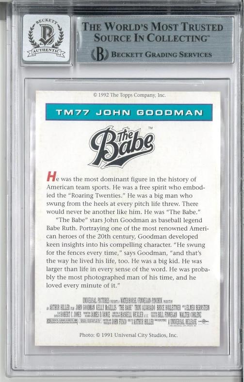 JOHN GOODMAN SIGNED AUTO SLABBED 1992 TOPPS MAGAZINE CARD BAS THE BABE AUTO 10 - 2