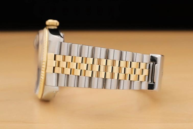ROLEX MENS DATEJUST 16013 BLUE DIAL 18K YELLOW GOLD STAINLESS STEEL WATCH - 5