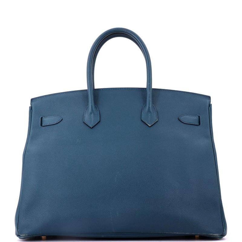 Hermes Birkin Handbag Blue Epsom with Gold Hardware 35 - 3