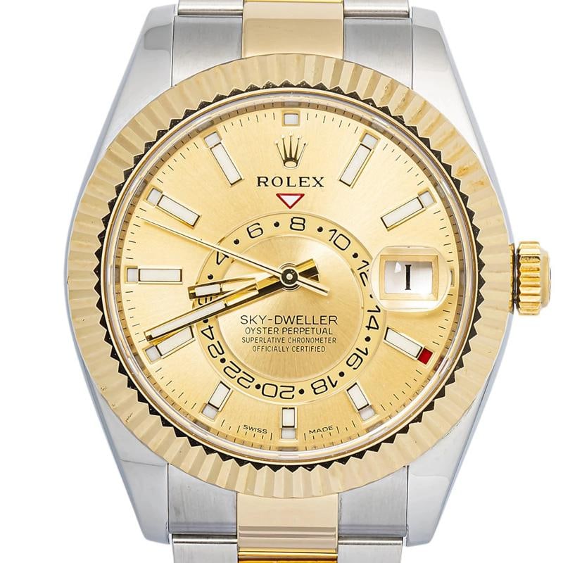 Rolex SkyDweller 326933 2026 Card Oyster 18K Yellow Gold Two Tone Champagne - 2