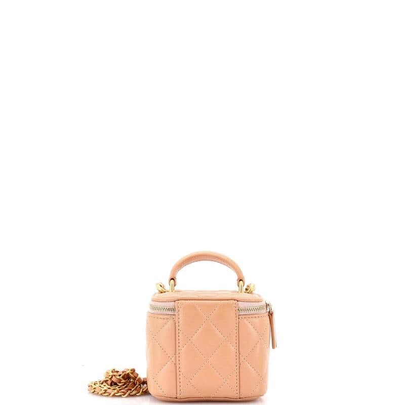 Chanel Classic Top Handle Vanity Case with Chain Quilted Lambskin Mini - 3