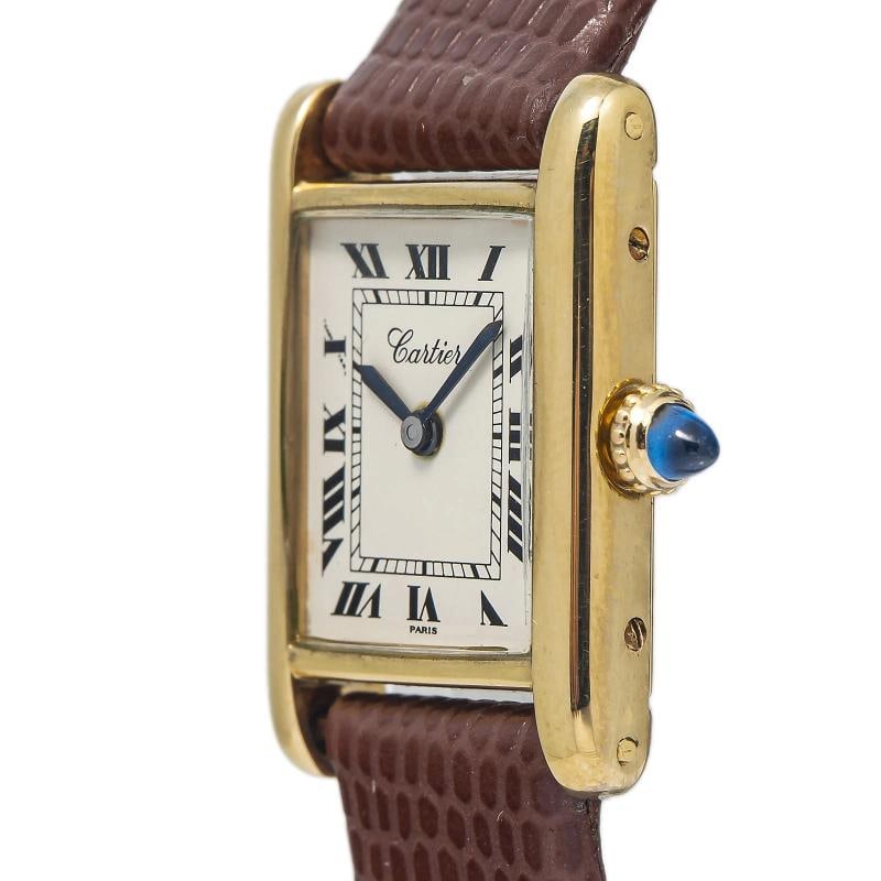Cartier Tank Louis VINTAGE Strap Yellow Gold White Roman Manual Winding 21x28mm - 3