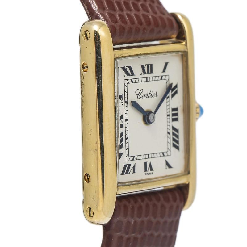 Cartier Tank Louis VINTAGE Strap Yellow Gold White Roman Manual Winding 21x28mm - 4