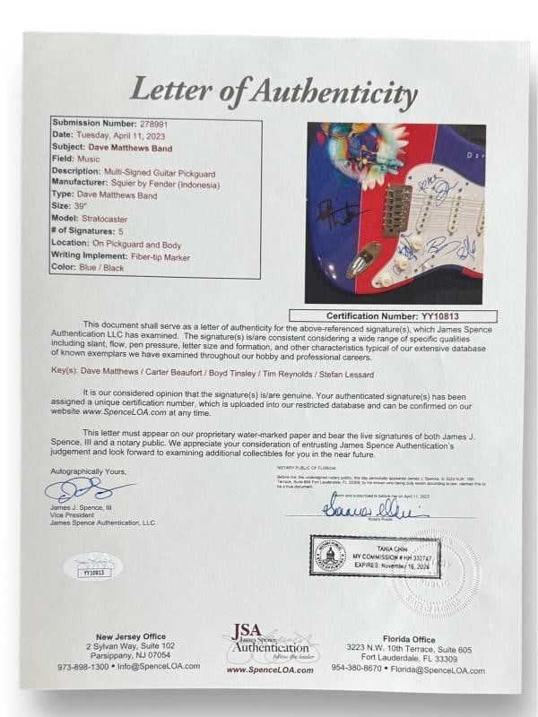 DAVE MATTHEWS Signed Custom Guitar 1/1 JSA COA CARTER STEFAN TIM BOYD Band! - 5