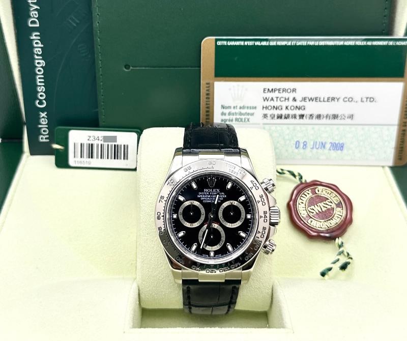 Rolex Daytona Cosmograph 116519 40mm 18k White Gold Black Dial Box Paper - 2