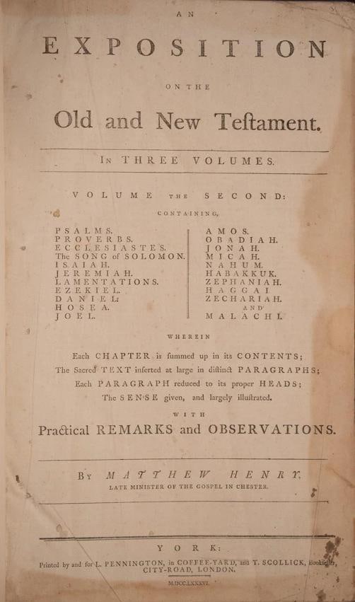 1786 Matthew Henry Exposition on the Old New Testaments Massive Folios 17 Tall - 17
