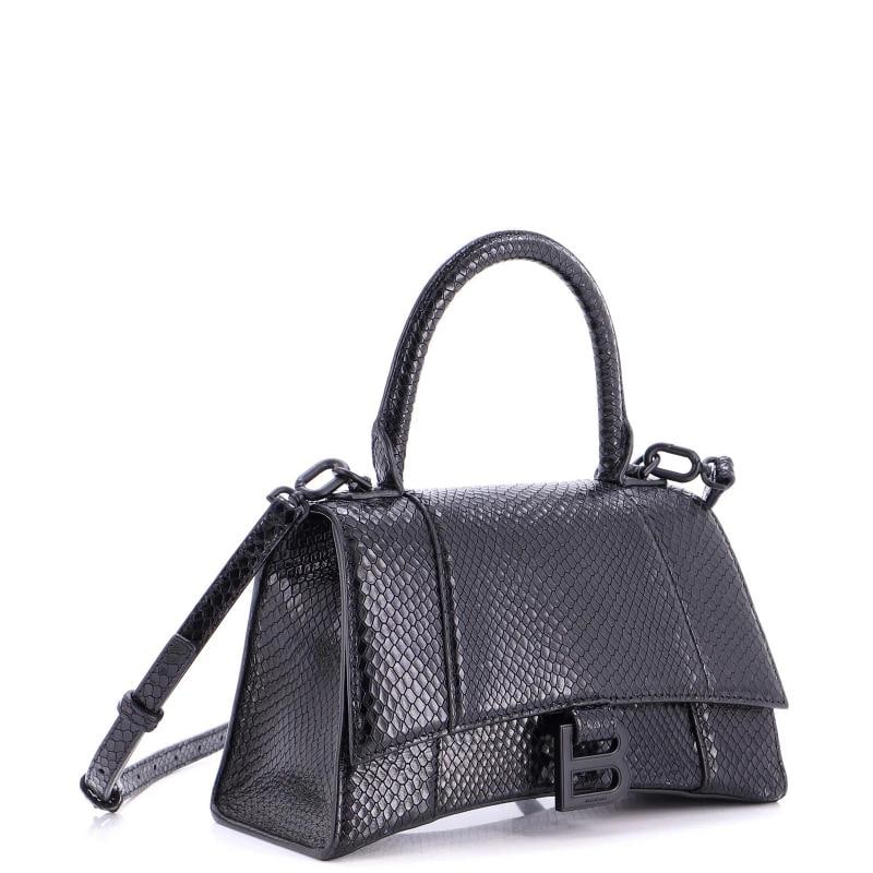 Balenciaga Hourglass Top Handle Bag Snakeskin Embossed Leather Small - 2