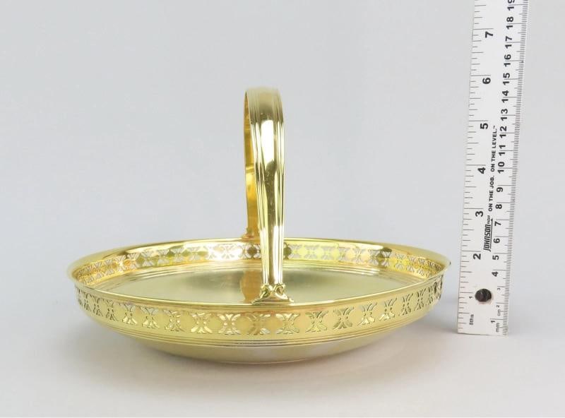 Superb Tiffany Co Gilt Sterling Silver Gold Vermeil Pierced Rim Basket Bowl - 7