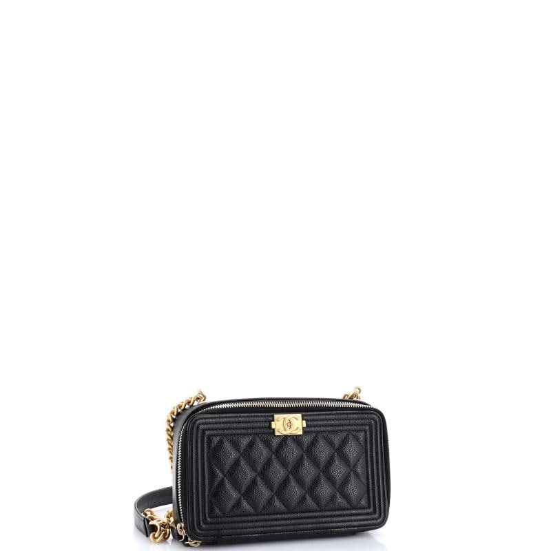 Chanel Boy Double Zip Clutch with Chain Quilted Caviar - 2
