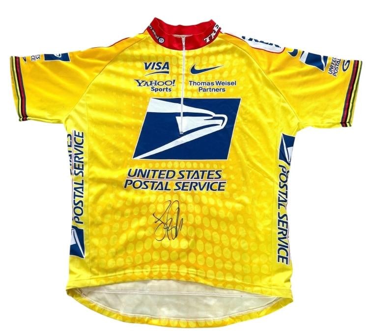 Lance Armstrong Signed Autograph Tour De France Yellow USPS Jersey Beckett Bas - 3