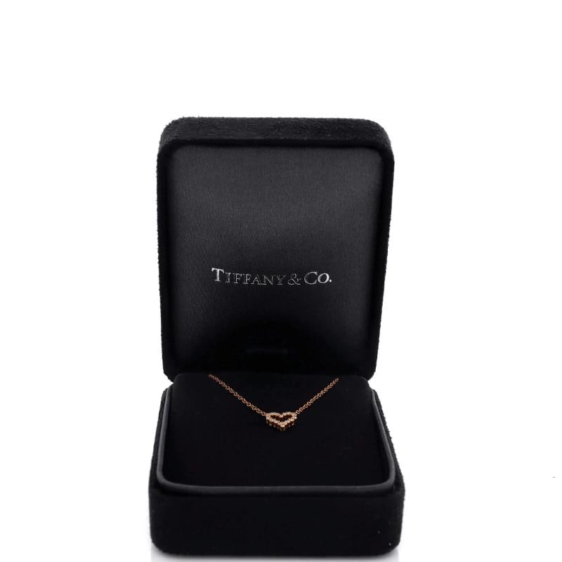Tiffany & Co. Heart Pendant Necklace 18K Rose Gold and Diamond Extra Mini - 2