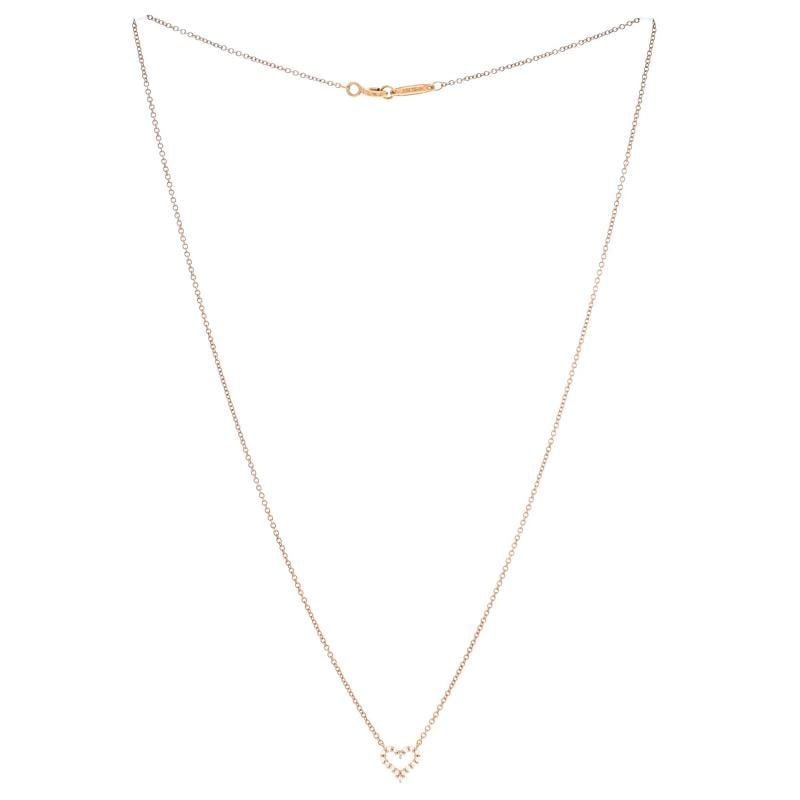 Tiffany & Co. Heart Pendant Necklace 18K Rose Gold and Diamond Extra Mini - 3