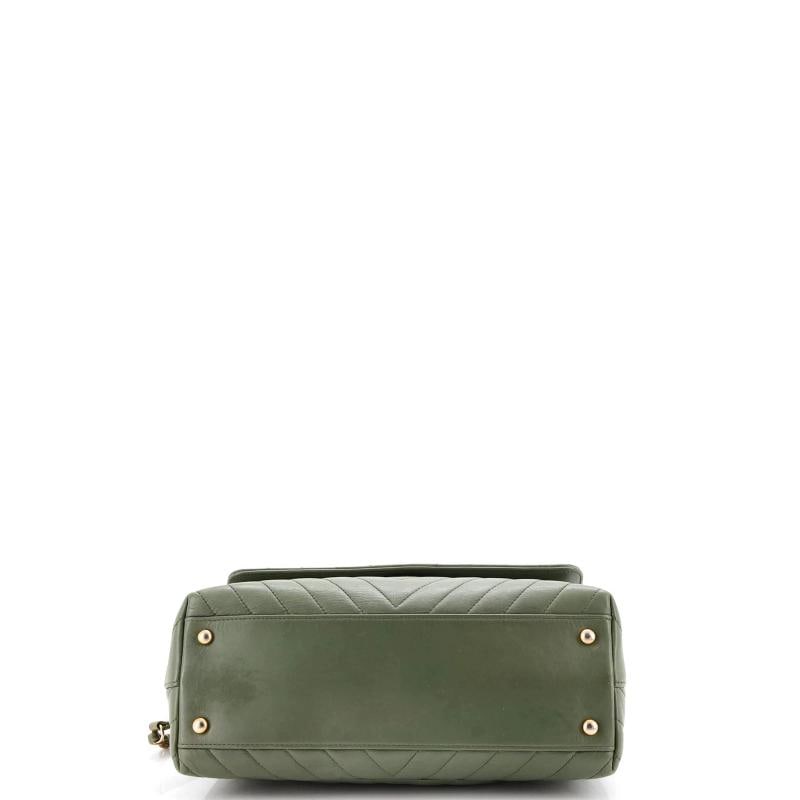 Chanel Coco Top Handle Bag Chevron Calfskin with Lizard Small - 4