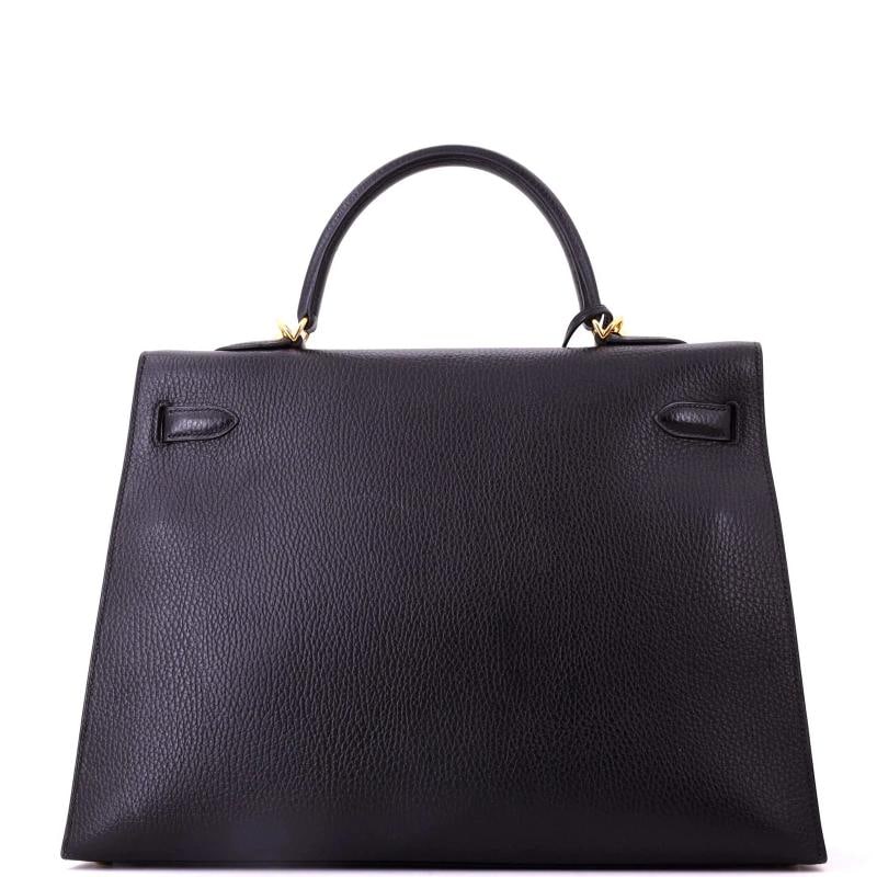 Hermes Kelly Handbag Noir Ardennes with Gold Hardware 35 - 4